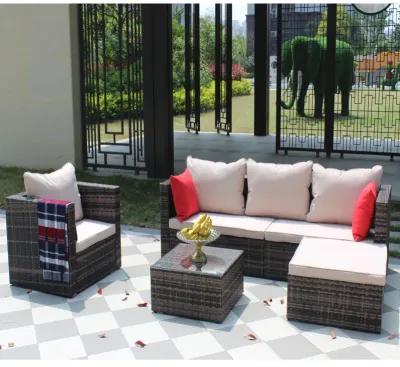 Rattan Patio Furniture Set Wicker Sofa Cushioned Sectional Furniture Set Garden Patio Sofa