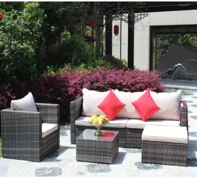 Rattan Patio Furniture Set Wicker Sofa Cushioned Sectional Furniture Set Garden Patio Sofa