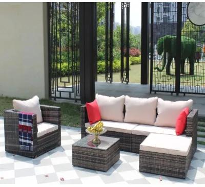 Rattan Patio Furniture Set Wicker Sofa Cushioned Sectional Furniture Set Garden Patio Sofa