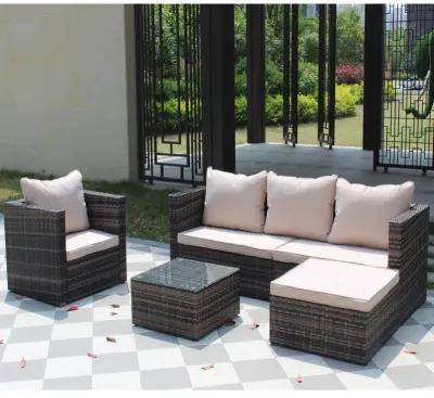 Rattan Patio Furniture Set Wicker Sofa Cushioned Sectional Furniture Set Garden Patio Sofa