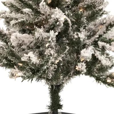 4' Pre-Lit Flocked Slim Pine Artificial Christmas Tree  Clear Lights