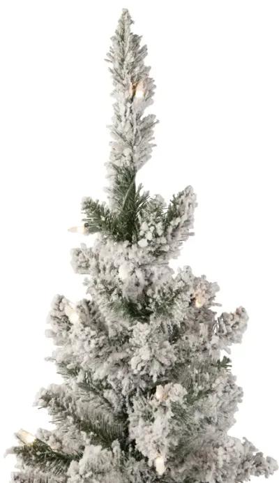 4' Pre-Lit Flocked Slim Pine Artificial Christmas Tree  Clear Lights