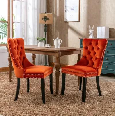 Hivvago 2 pcs HighEnd Tufted Contemporary Velvet Chair with Metal Legs