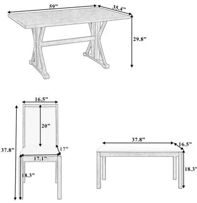 Merax Farmhouse Classical 6-Piece Dining Table Set