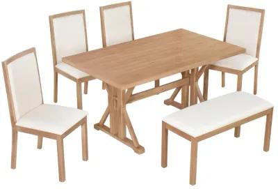 Merax Farmhouse Classical 6-Piece Dining Table Set