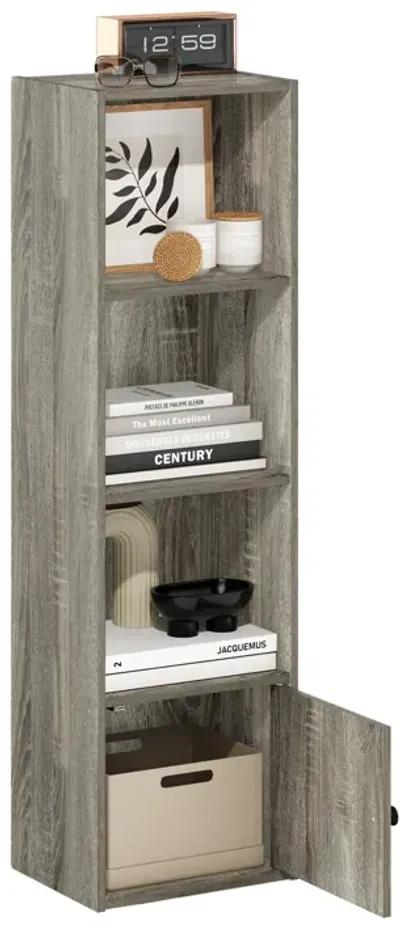 Furinno Luder Shelf Bookcase with 1 Door Storage Cabinet, French Oak