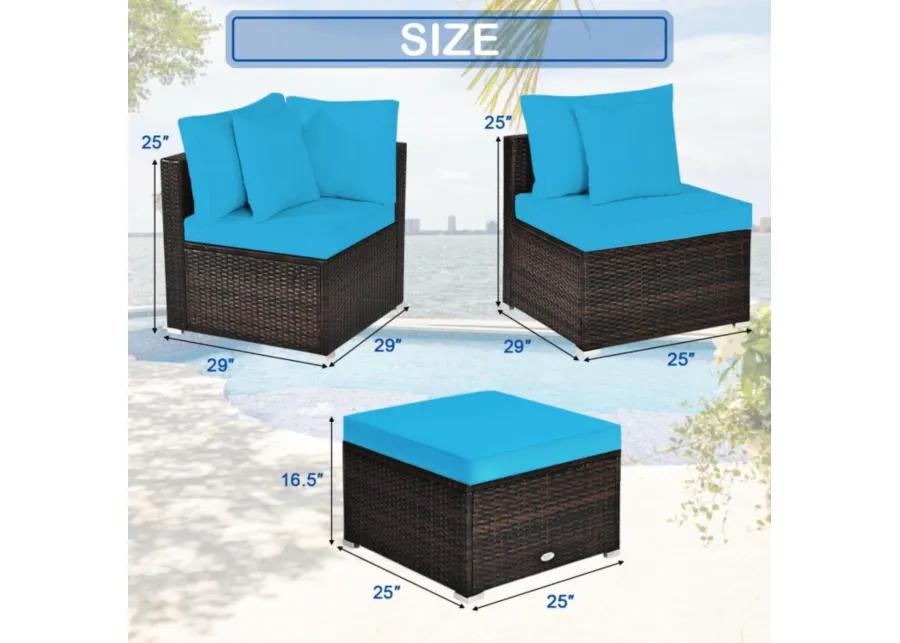 Hivvago 4 Pieces Patio Rattan Furniture Set with Removable Cushions and Pillows