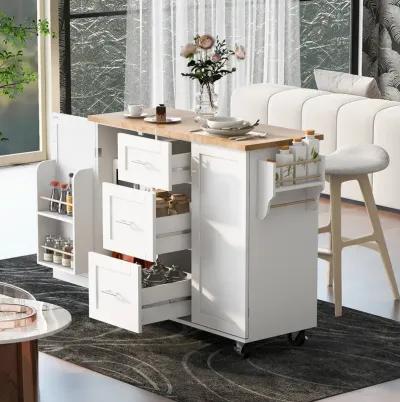 Merax Modern Kitchen Cart Rolling Kitchen Island with Storage