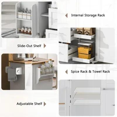 Merax Modern Kitchen Cart Rolling Kitchen Island with Storage