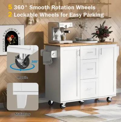 Merax Modern Kitchen Cart Rolling Kitchen Island with Storage