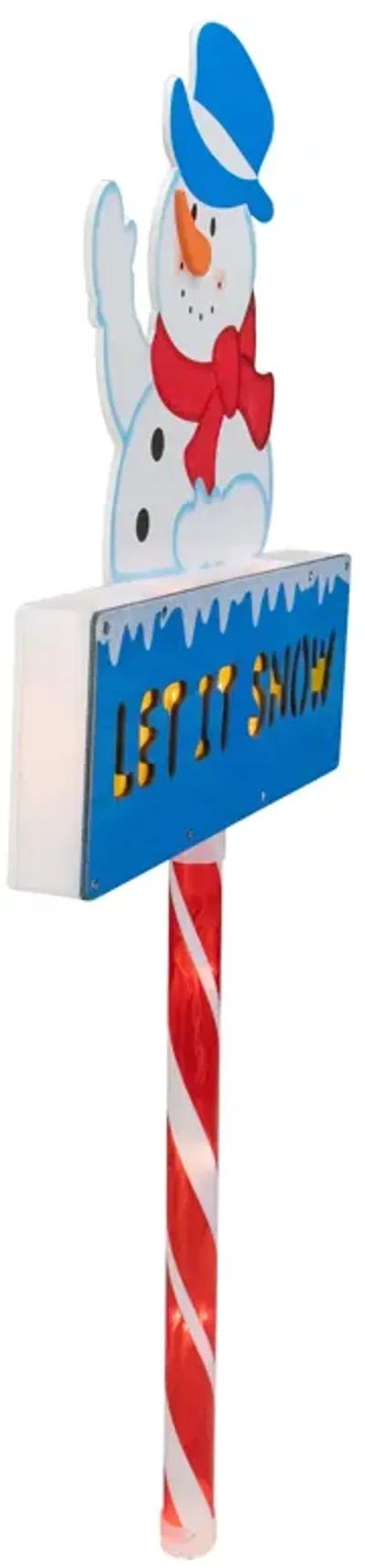 28.5" Lighted Snowman 'LET IT SNOW' Christmas Lawn Stake - Clear Lights