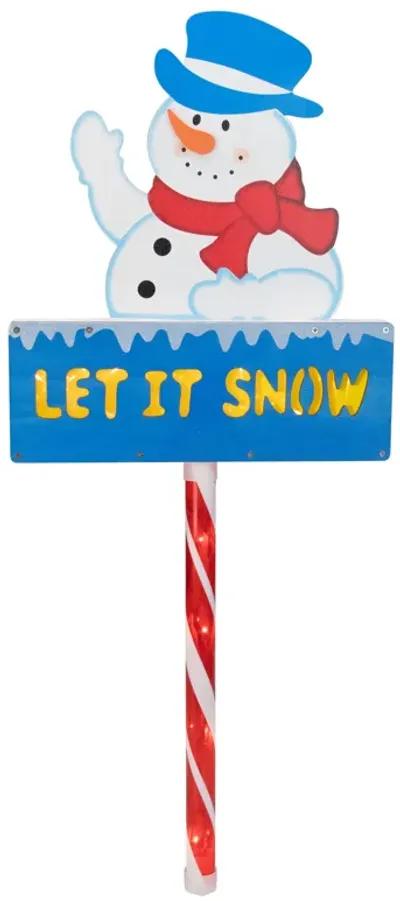 28.5" Lighted Snowman 'LET IT SNOW' Christmas Lawn Stake - Clear Lights