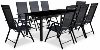 vidaXL 9 Piece Folding Outdoor Dining Set Aluminium Black