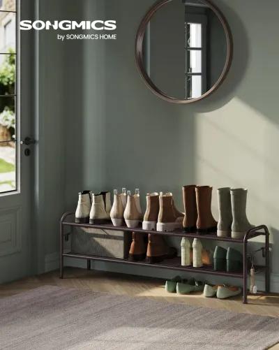 Wide 2-Tier Metal Shoe Rack