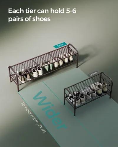 Wide 2-Tier Metal Shoe Rack