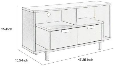 Jett 47 Inch TV Media Entertainment Console, 2 Drawers, 2 Shelves, White-Benzara