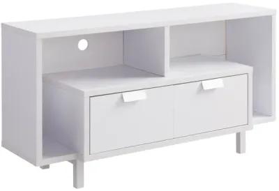 Jett 47 Inch TV Media Entertainment Console, 2 Drawers, 2 Shelves, White-Benzara