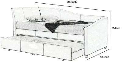 Leatherette Twin Size Daybed and Trundle with Sloped Back, White-Benzara