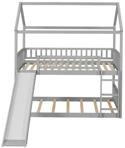 Twin Over Twin Bunk Bed With Slide, House Bed With Slide