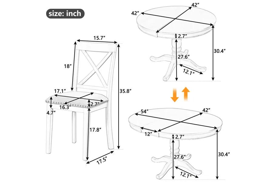 Modern Dining Table Set for 4, Round Table and 4 Kitchen Room Chairs, 5 Piece Kitchen Table Set for Dining Room, Dinette, Breakfast Nook, White