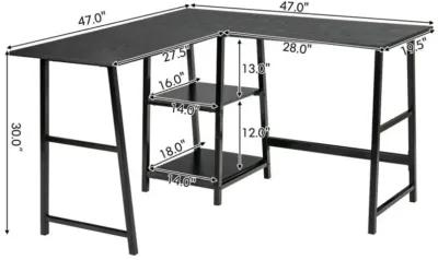 Hivvago L Shaped Corner Computer Desk with Storage Shelves