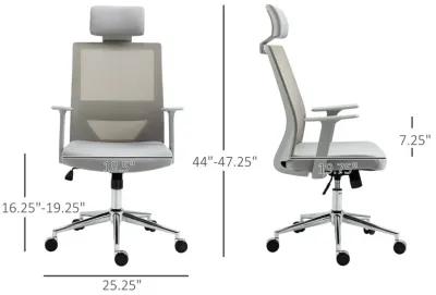 Grey Ergonomic Task Chair: High Back Swivel Office Chair with Lumbar Support