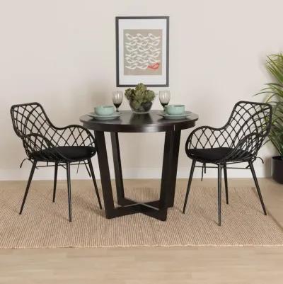 Bali & Pari Ballerina Modern Black Finished Rattan and Metal 2-Piece Dining Chair Set