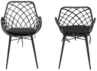 Bali & Pari Ballerina Modern Black Finished Rattan and Metal 2-Piece Dining Chair Set