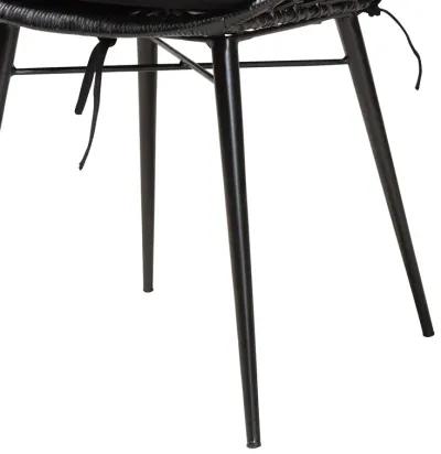 Bali & Pari Ballerina Modern Black Finished Rattan and Metal 2-Piece Dining Chair Set