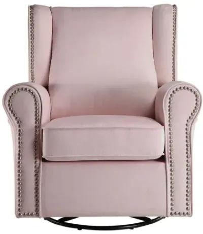 Tamaki Swivel Chair with Glider, Pink Fabric