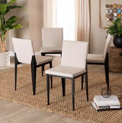 Baxton Studio Bishop Industrial Grey Fabric and Metal 4-Piece Dining Chair Set