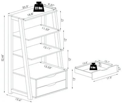 Hivvago 4-Tier Ladder Bookshelf Storage Display with Drawers