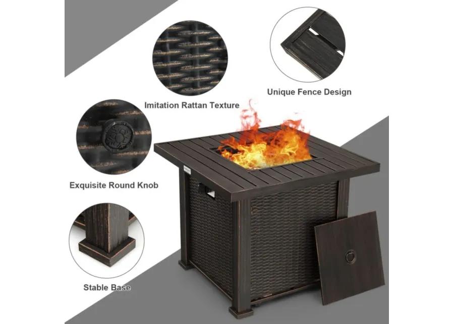 Hivvago Outdoor Square Propane Gas Fire Pit Table with Adjustable Flame