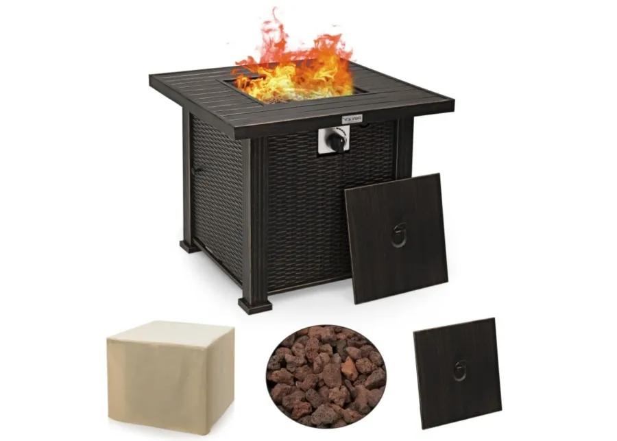 Hivvago Outdoor Square Propane Gas Fire Pit Table with Adjustable Flame