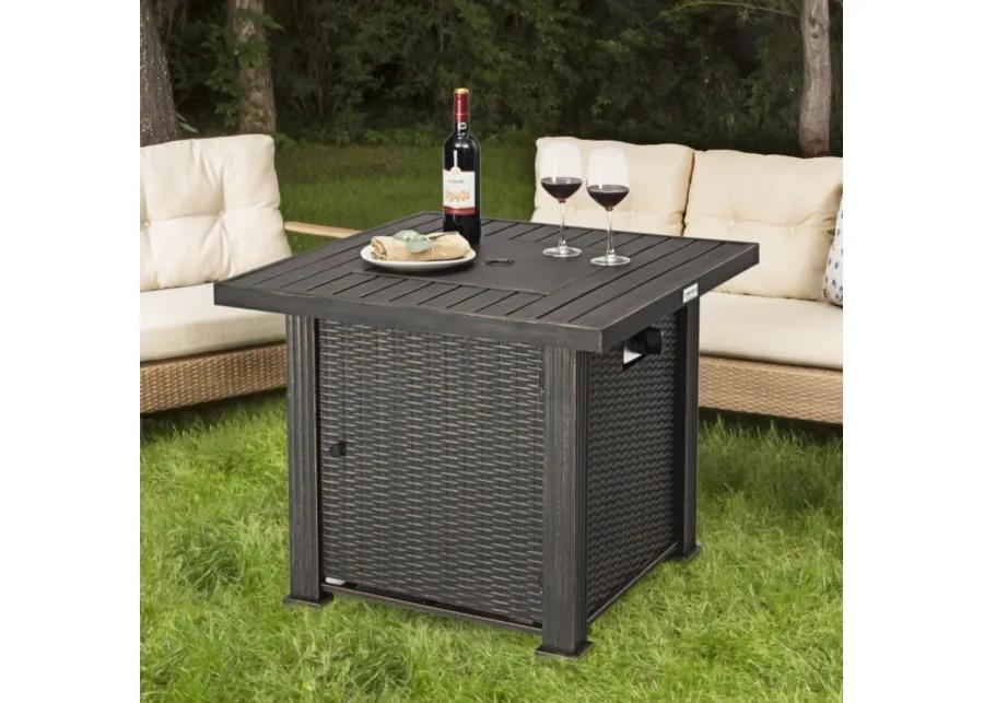 Hivvago Outdoor Square Propane Gas Fire Pit Table with Adjustable Flame