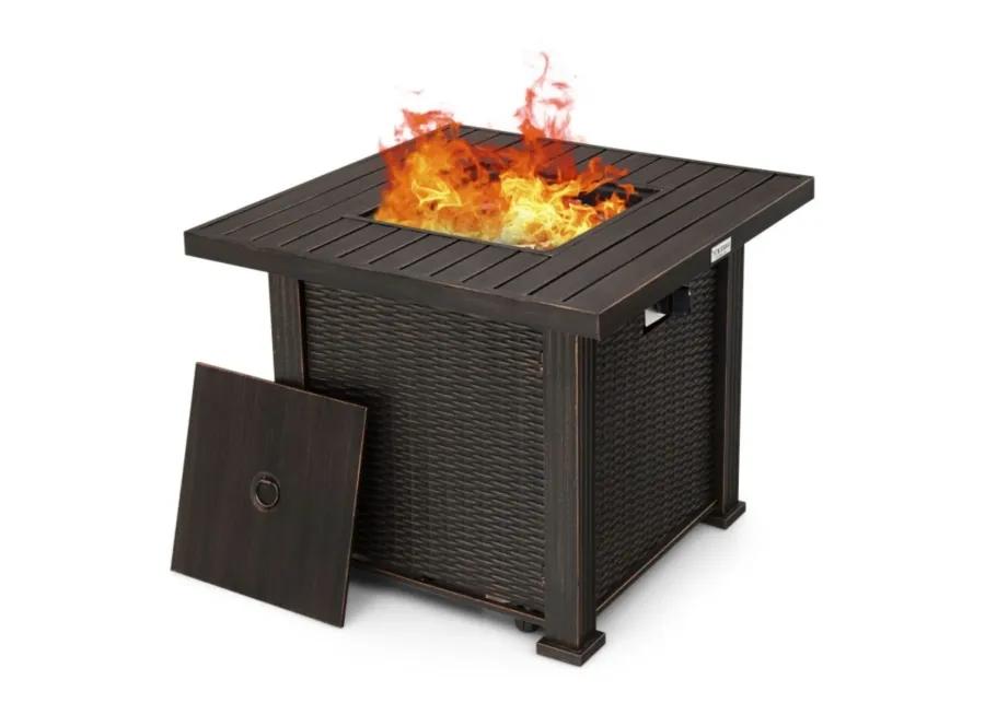 Hivvago Outdoor Square Propane Gas Fire Pit Table with Adjustable Flame