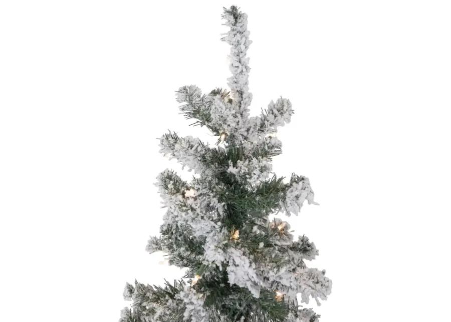 6' Pre-Lit Slim Flocked Pine Artificial Christmas Tree  Clear Lights