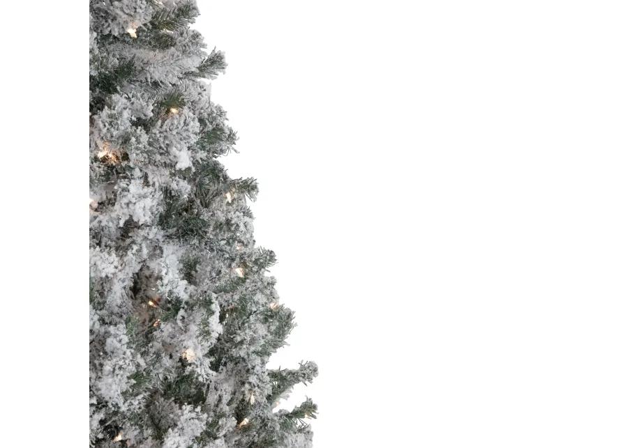 6' Pre-Lit Slim Flocked Pine Artificial Christmas Tree  Clear Lights