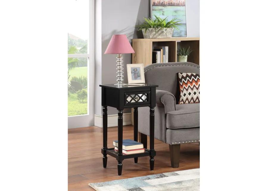 Convenience Concepts French Country Khloe Deluxe 1 Drawer Accent Table with Shelf, Black