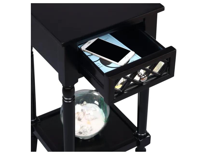 Convenience Concepts French Country Khloe Deluxe 1 Drawer Accent Table with Shelf, Black