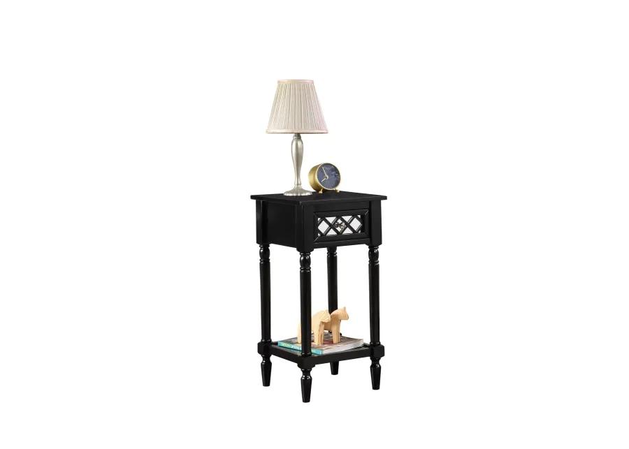 Convenience Concepts French Country Khloe Deluxe 1 Drawer Accent Table with Shelf, Black