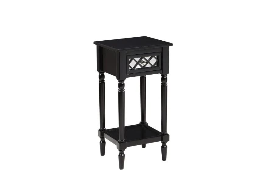 Convenience Concepts French Country Khloe Deluxe 1 Drawer Accent Table with Shelf, Black