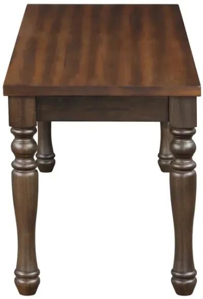 May 48 Inch Two Tone Dining Bench, Turned Legs, Rich Brown Wood Finish - Benzara