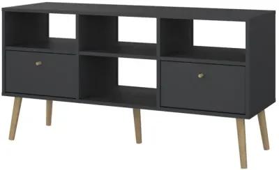 Tvilum Bodo TV Stand with 2 Drawer and 4 Shelves, Matte Grey