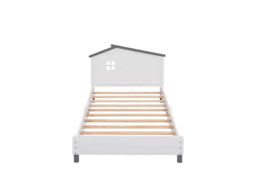 Merax Wood Platform Bed with House-shaped Headboard