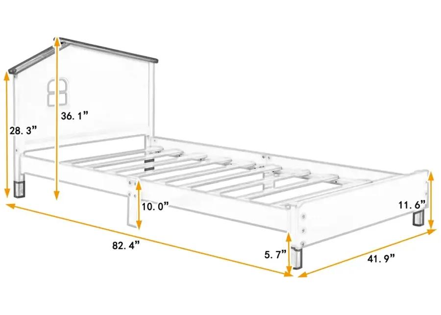 Merax Wood Platform Bed with House-shaped Headboard