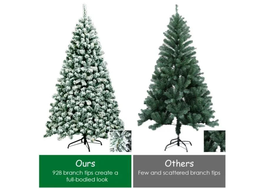 6 Feet Pre-Lit Premium Snow Flocked Hinged Artificial Christmas Tree