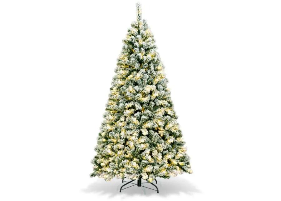 6 Feet Pre-Lit Premium Snow Flocked Hinged Artificial Christmas Tree