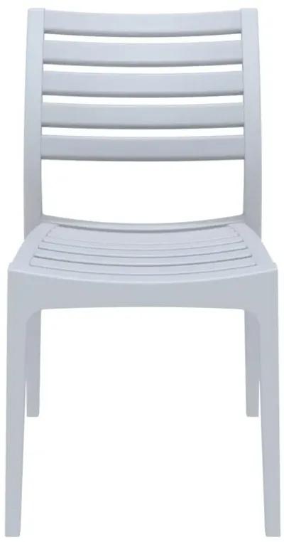 33" Silver Stackable Outdoor Patio Dining Chair