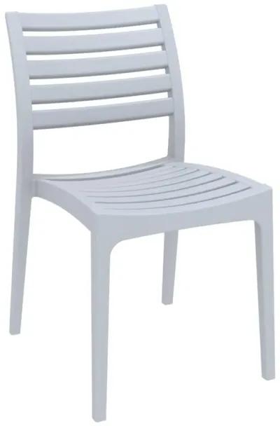 33" Silver Stackable Outdoor Patio Dining Chair